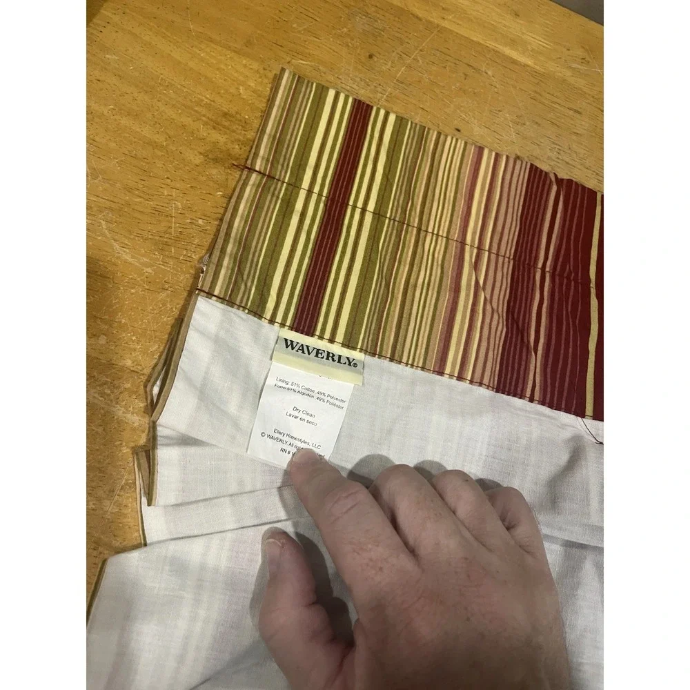 Waverly Serene Striped Drop Pleat‎ Valances Pink Red Olive Gold 80x20